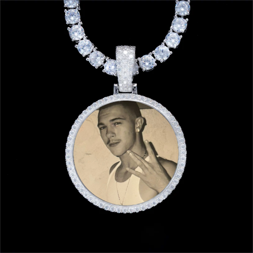 925S & VVS Moissanite 3D Circle Custom Picture Pendant