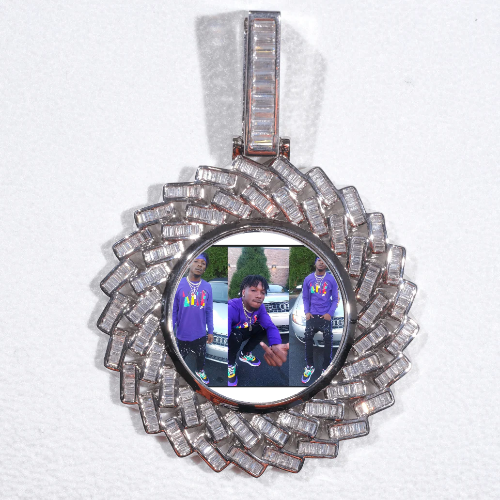 Large 3D Baguette Custom Picture Pendant