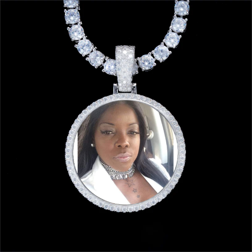 925S & VVS Moissanite 3D Circle Custom Picture Pendant