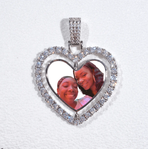 3D Spinning 2-Faced Heart Custom Picture Pendant