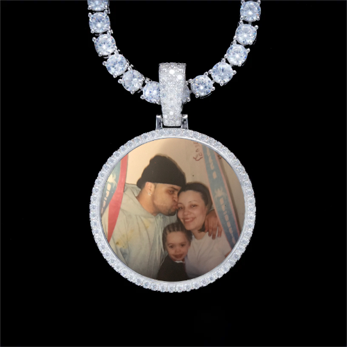 925S & VVS Moissanite 3D Circle Custom Picture Pendant