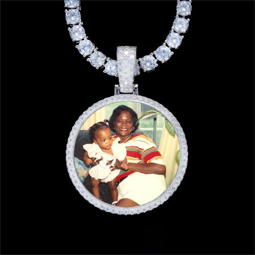 925S & VVS Moissanite 3D Circle Custom Picture Pendant