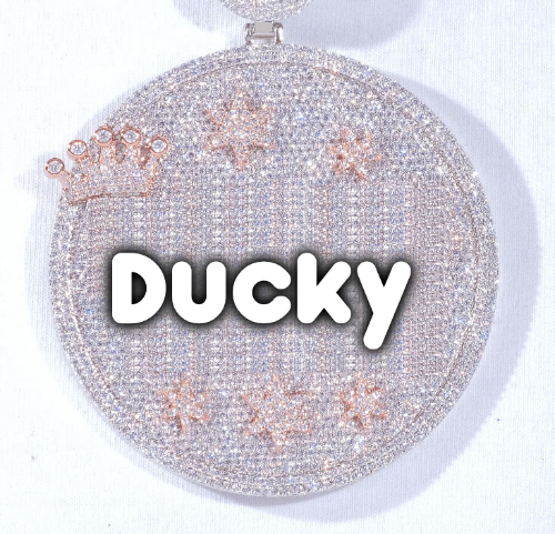 CUSTOM LETTER NECKLACE 3D BIG CROWN DISC