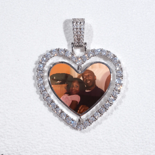 3D Spinning 2-Faced Heart Custom Picture Pendant
