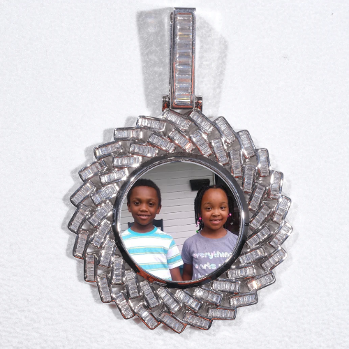 Large 3D Baguette Custom Picture Pendant