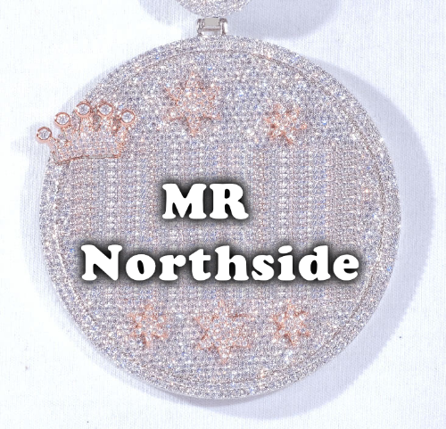 CUSTOM LETTER NECKLACE 3D BIG CROWN DISC