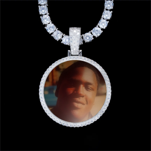 925S & VVS Moissanite 3D Circle Custom Picture Pendant