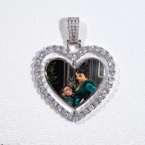 3D Spinning 2-Faced Heart Custom Picture Pendant