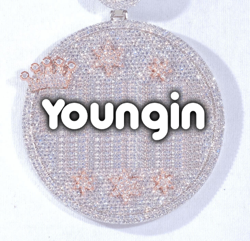 CUSTOM LETTER NECKLACE 3D BIG CROWN DISC