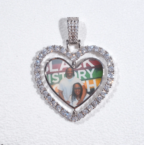 3D Spinning 2-Faced Heart Custom Picture Pendant