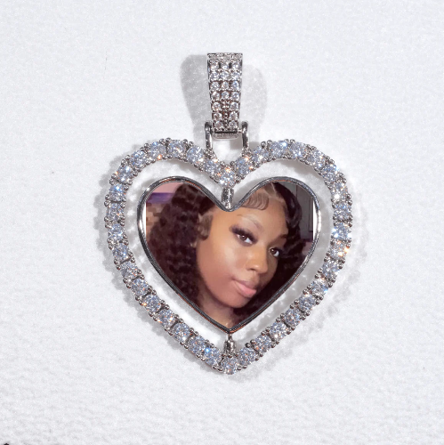 3D Spinning 2-Faced Heart Custom Picture Pendant