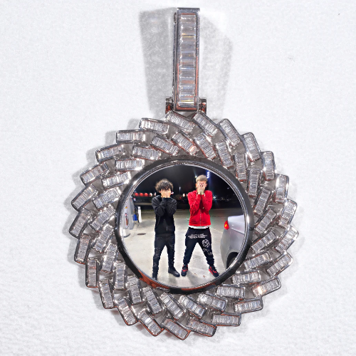 Large 3D Baguette Custom Picture Pendant