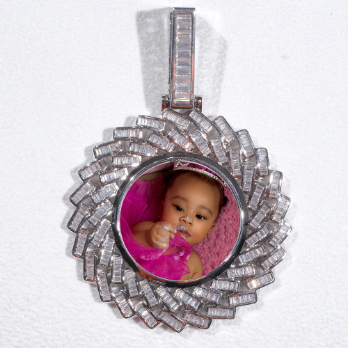 Large 3D Baguette Custom Picture Pendant