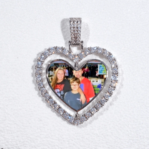 3D Spinning 2-Faced Heart Custom Picture Pendant