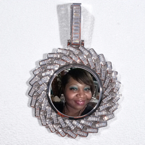 Large 3D Baguette Custom Picture Pendant