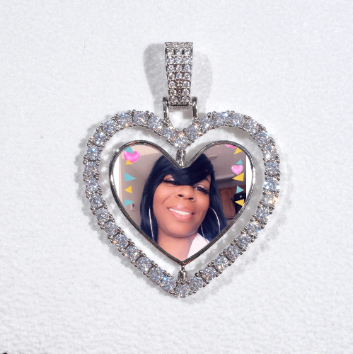 3D Spinning 2-Faced Heart Custom Picture Pendant