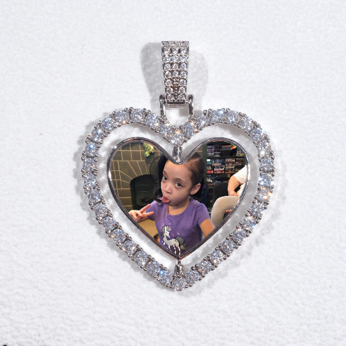 3D Spinning 2-Faced Heart Custom Picture Pendant