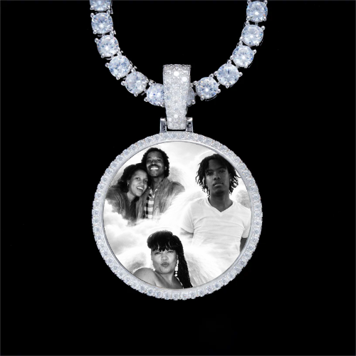 925S & VVS Moissanite 3D Circle Custom Picture Pendant