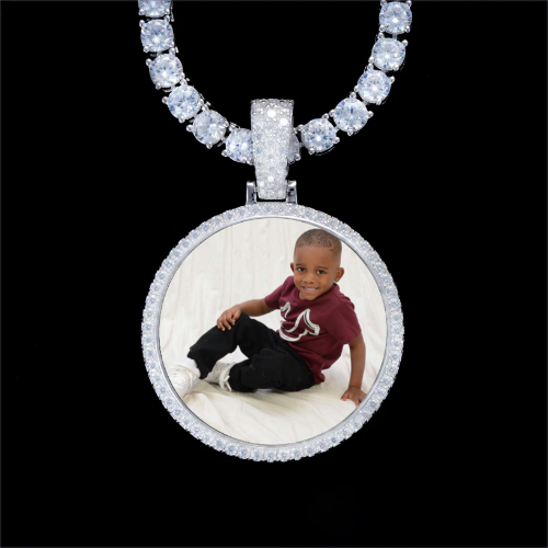 925S & VVS Moissanite 3D Circle Custom Picture Pendant