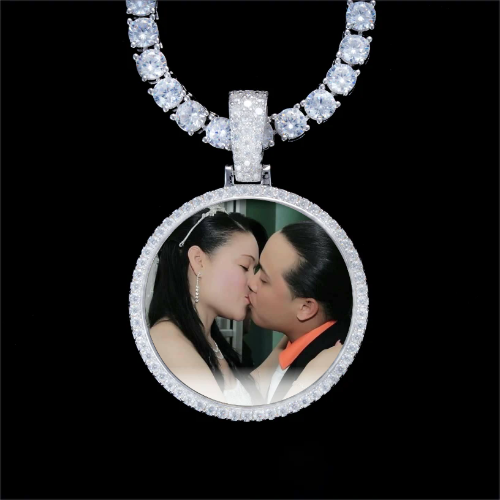 925S & VVS Moissanite 3D Circle Custom Picture Pendant