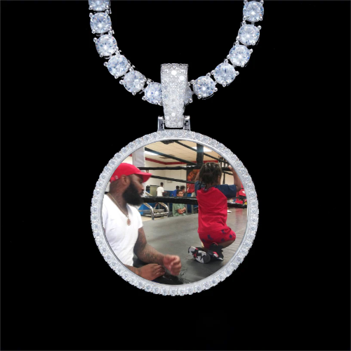 925S & VVS Moissanite 3D Circle Custom Picture Pendant