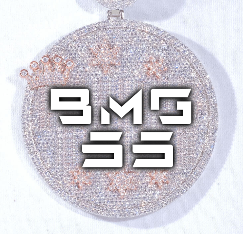 CUSTOM LETTER NECKLACE 3D BIG CROWN DISC