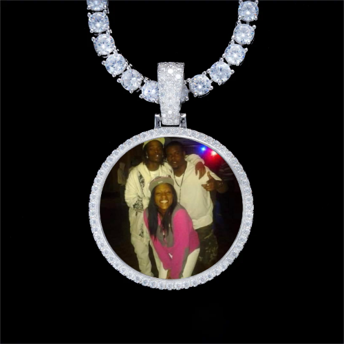 925S & VVS Moissanite 3D Circle Custom Picture Pendant