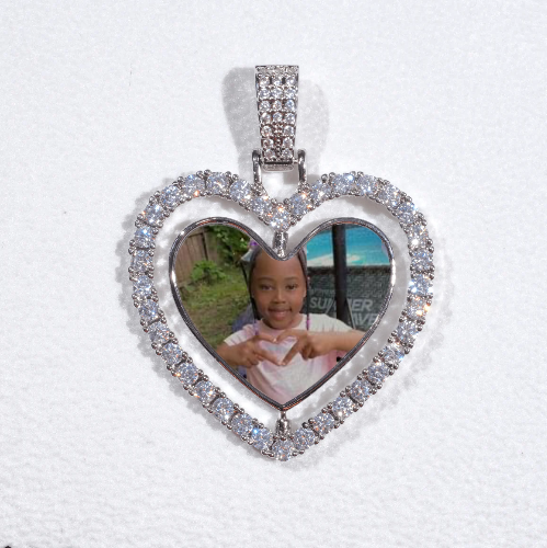 3D Spinning 2-Faced Heart Custom Picture Pendant
