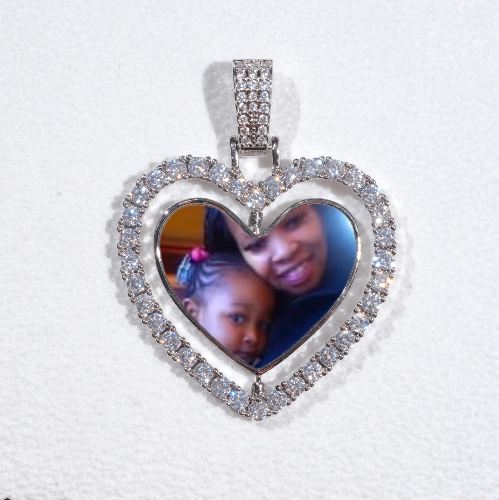 3D Spinning 2-Faced Heart Custom Picture Pendant