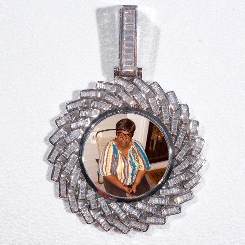 Large 3D Baguette Custom Picture Pendant