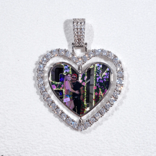 3D Spinning 2-Faced Heart Custom Picture Pendant