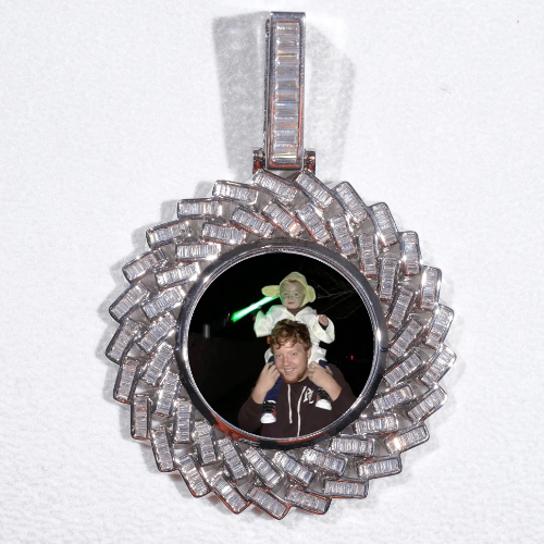 Large 3D Baguette Custom Picture Pendant