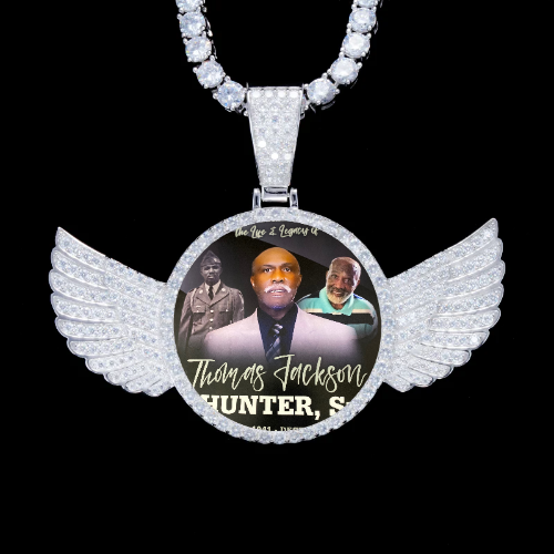 925S & VVS Moissanite 3D Wing Custom Picture Pendant