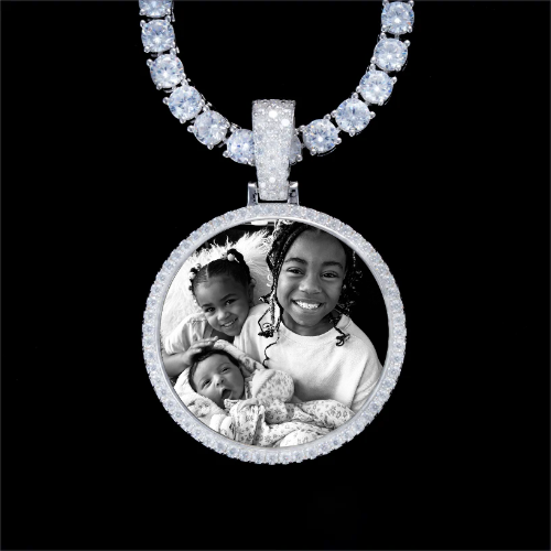 925S & VVS Moissanite 3D Circle Custom Picture Pendant