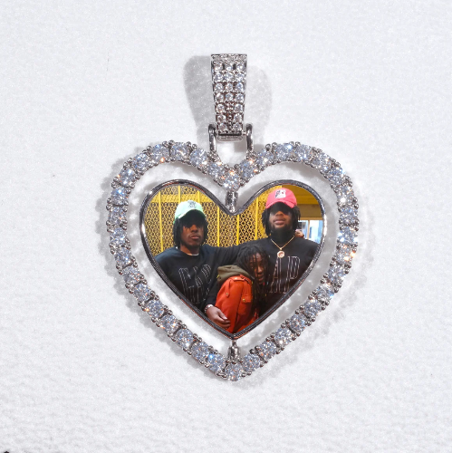 3D Spinning 2-Faced Heart Custom Picture Pendant