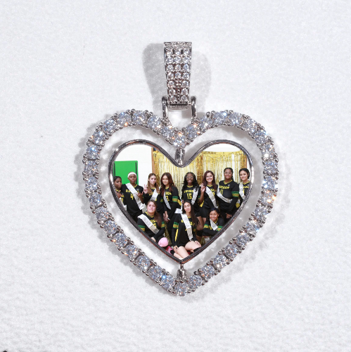 3D Spinning 2-Faced Heart Custom Picture Pendant