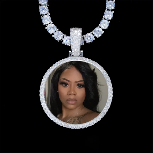 925S & VVS Moissanite 3D Circle Custom Picture Pendant