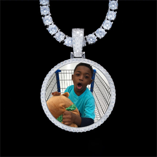 925S & VVS Moissanite 3D Circle Custom Picture Pendant