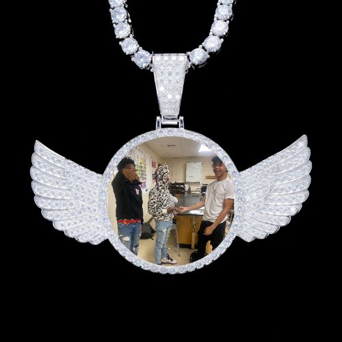 925S & VVS Moissanite 3D Wing Custom Picture Pendant