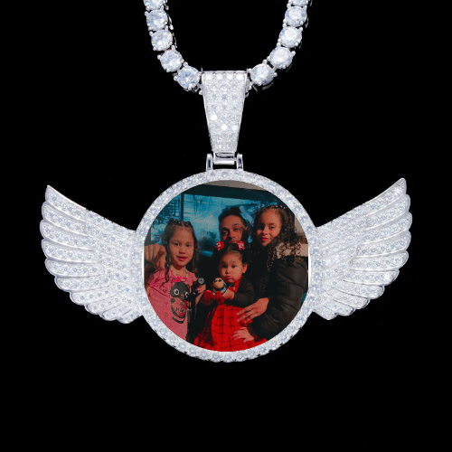 925S & VVS Moissanite 3D Wing Custom Picture Pendant