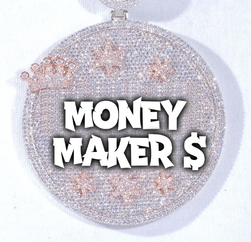 CUSTOM LETTER NECKLACE 3D BIG CROWN DISC