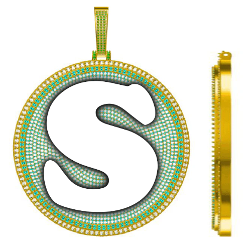CUSTOM LETTER NECKLACE 3D BIG DISC