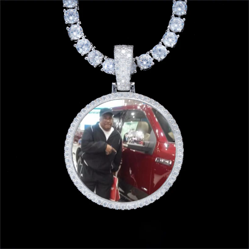 925S & VVS Moissanite 3D Circle Custom Picture Pendant