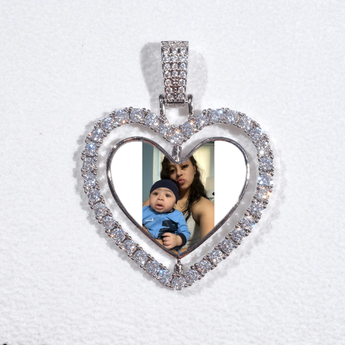 3D Spinning 2-Faced Heart Custom Picture Pendant