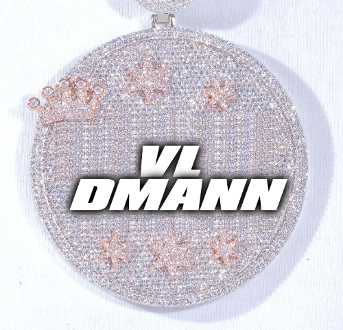 CUSTOM LETTER NECKLACE 3D BIG CROWN DISC