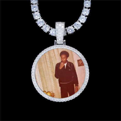 925S & VVS Moissanite 3D Circle Custom Picture Pendant