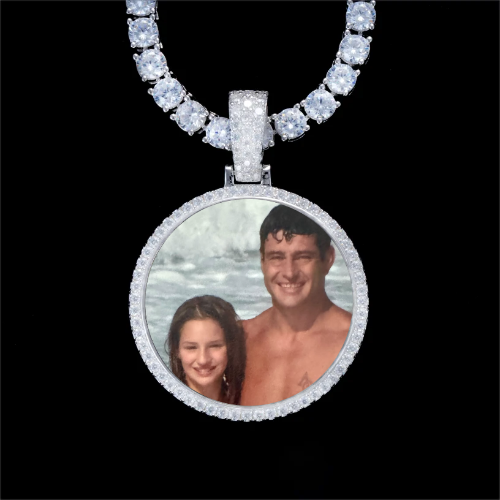925S & VVS Moissanite 3D Circle Custom Picture Pendant