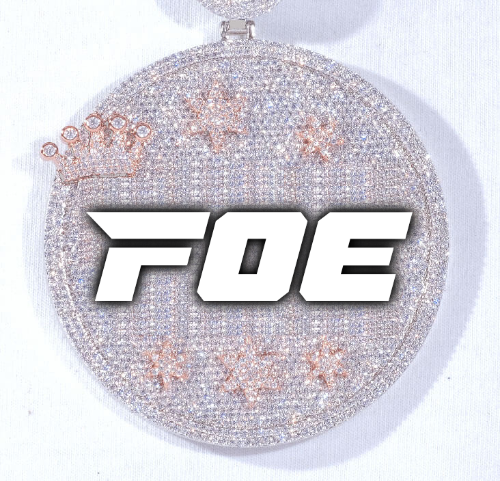CUSTOM LETTER NECKLACE 3D BIG CROWN DISC