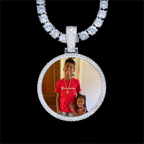 925S & VVS Moissanite 3D Circle Custom Picture Pendant
