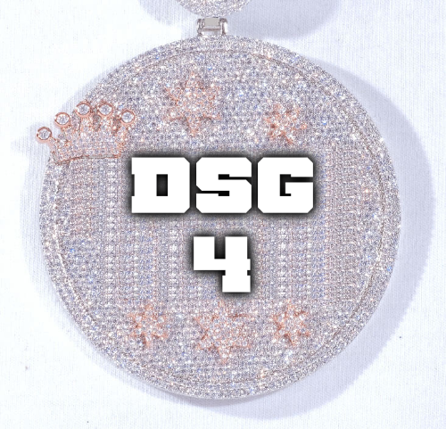 CUSTOM LETTER NECKLACE 3D BIG CROWN DISC
